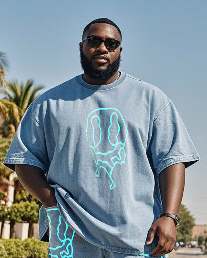 Big & Tall Denim Graffiti T-Shirt Pants Set for big men view 2