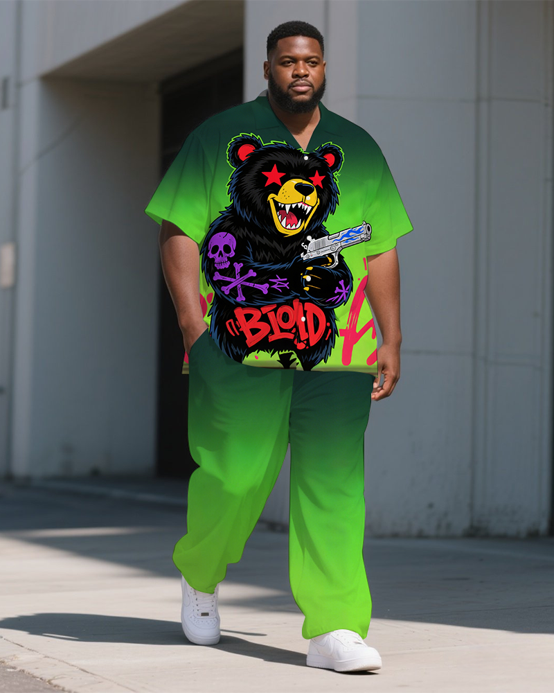 Big & Tall Gradient Streetwear T-Shirt Pants Set for big men view 1
