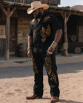 Big & Tall Western Graphic T-Shirt Pants Set for big men view 1