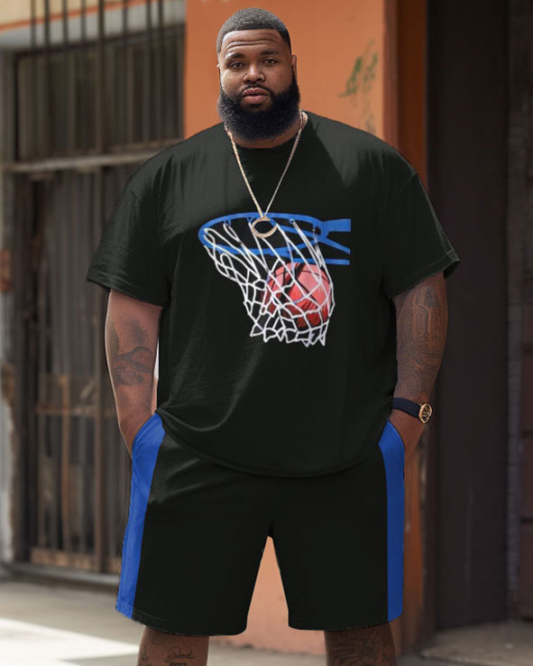 Big & Tall Graphic Streetwear T-Shirt Shorts Set for big men view 1