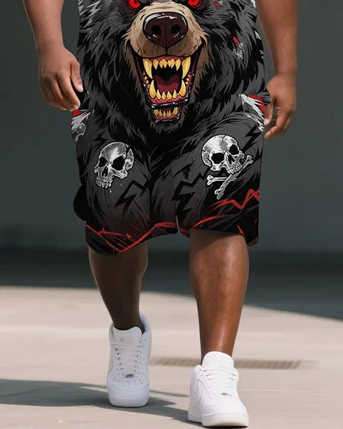 Big & Tall Skull Polo Shorts Set for big men view 3