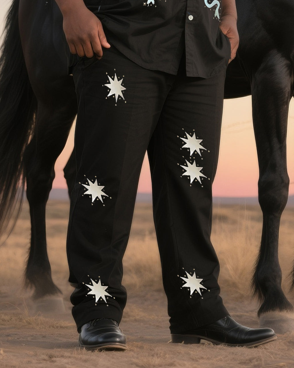 Big & Tall Western Skull T-Shirt Pants Set for big men view 3