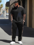 Big & Tall Splash Ink Streetwear Two-piece Set for big men