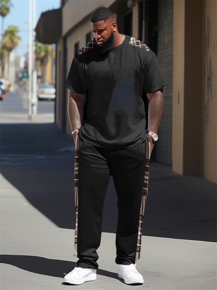 Big & Tall Splash Ink Streetwear Two-piece Set for big men