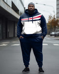 Big & Tall Blue Colorblock Hoodie Sweatpants Set for big men view 1