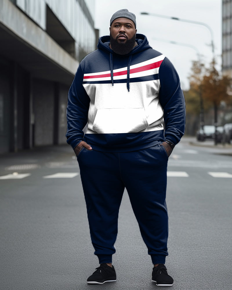 Big & Tall Blue Colorblock Hoodie Sweatpants Set for big men view 1