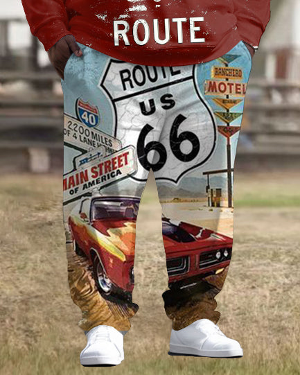 Big & Tall Western Graphic Hoodie Sweatpants Set for big men view 3