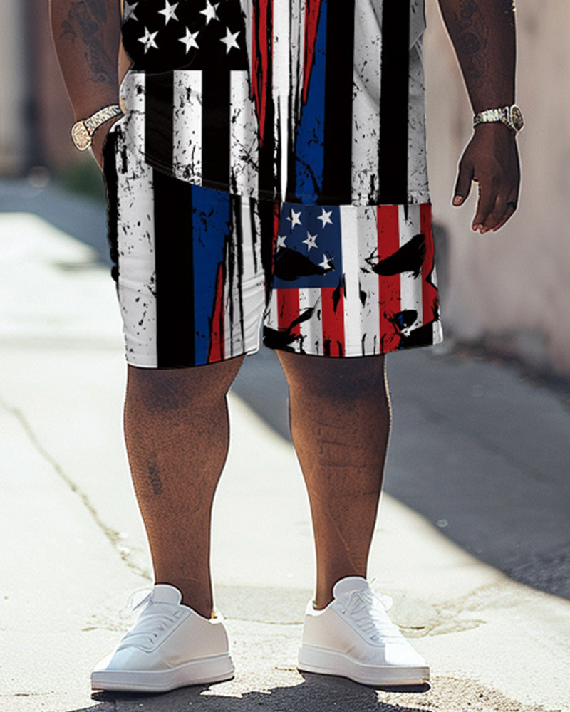 Big & Tall Graphic Skull T-Shirt Shorts Set for big men view 3