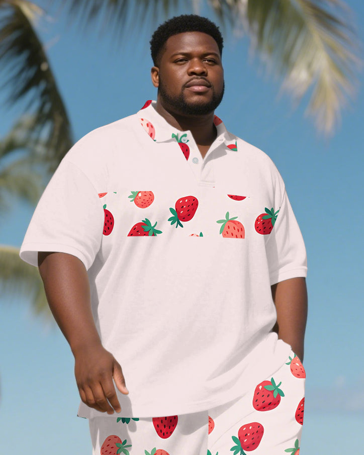 Big & Tall Hawaiian Polo Shorts Set for big men view 2