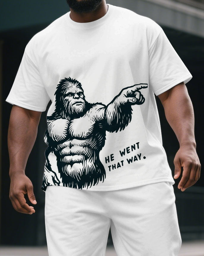 Big & Tall Graphic T-Shirt Shorts Set for big men view 2