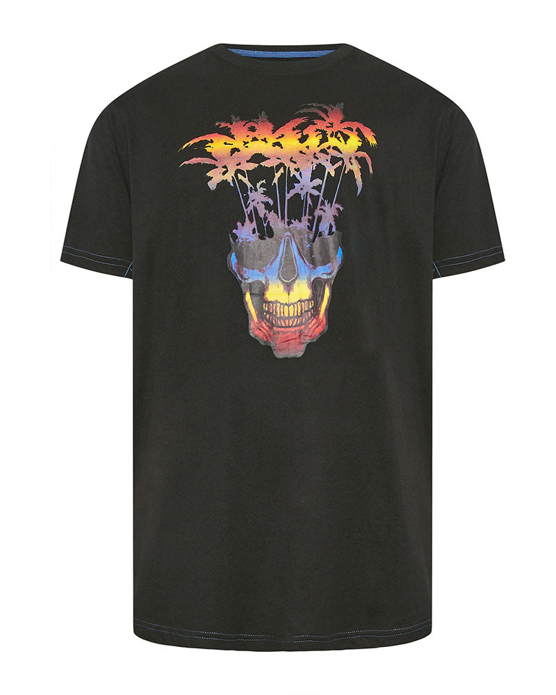 Big & Tall Black Hawaiian Skull T-Shirt for big men view 1