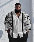 Big & Tall Black White Long Sleeve Shirt for big men view 1