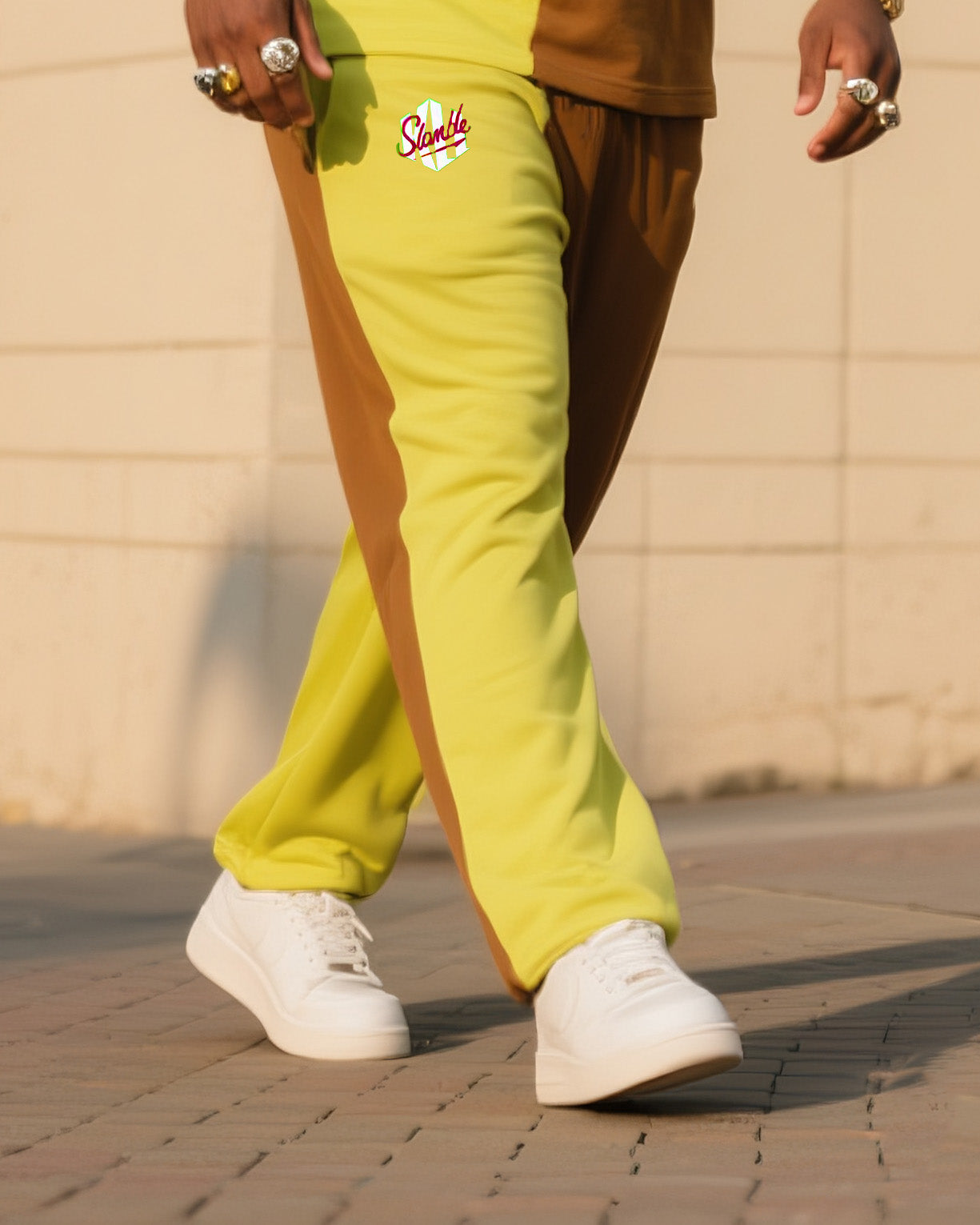 Big & Tall Colorblock Geometric Vest Pants Set for big men view 3