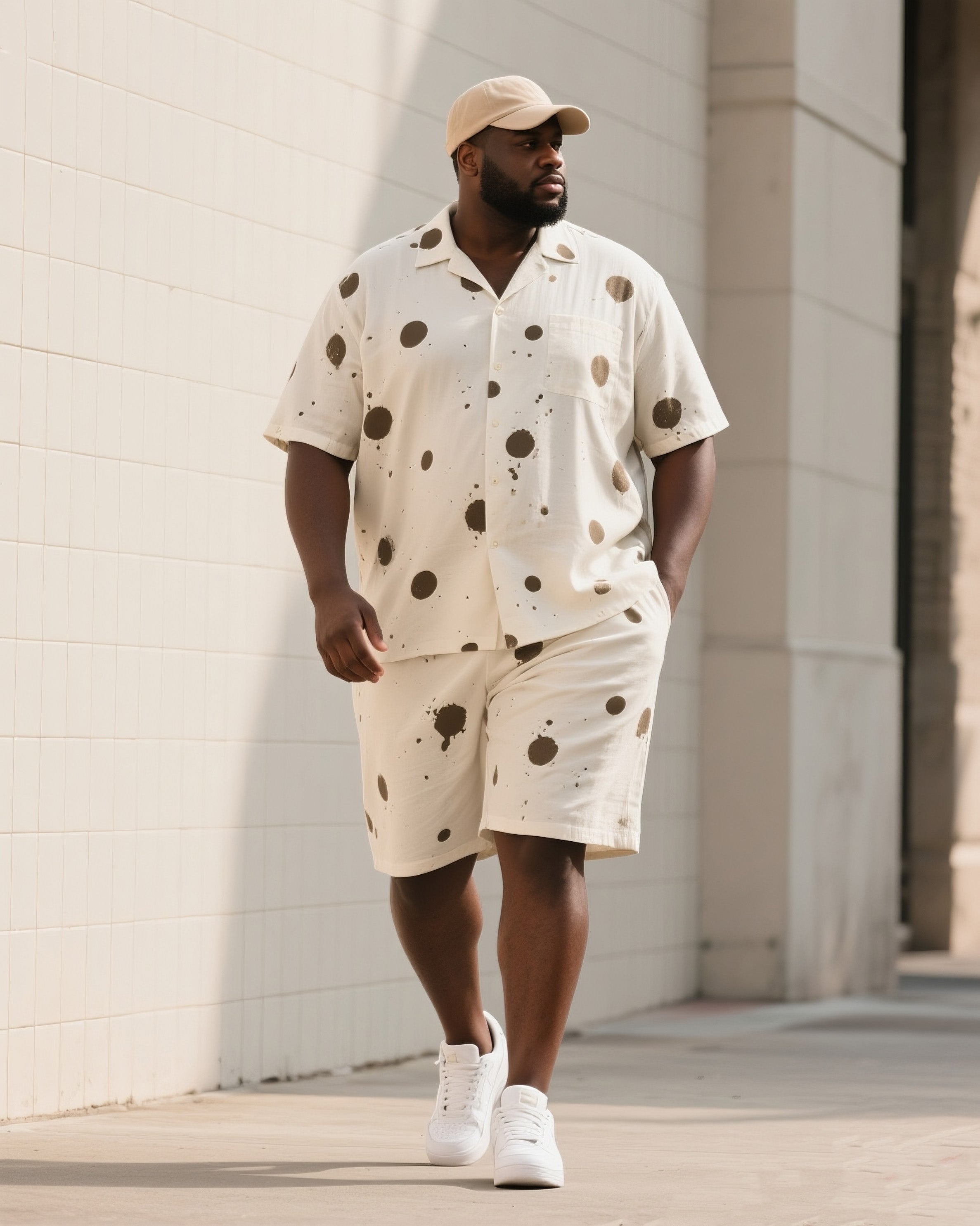 Big & Tall Colorblock Geometric T-Shirt Shorts Set for big men view 1