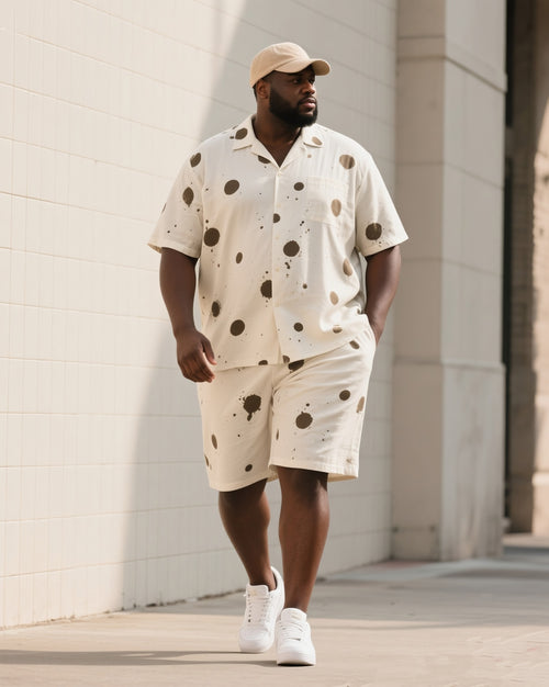 Big & Tall Colorblock Geometric T-Shirt Shorts Set for big men view 1