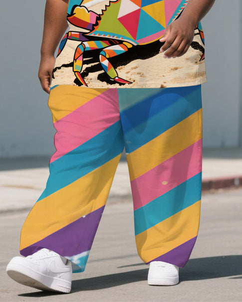 Big & Tall Striped T-Shirt Pants Set for big men view 3