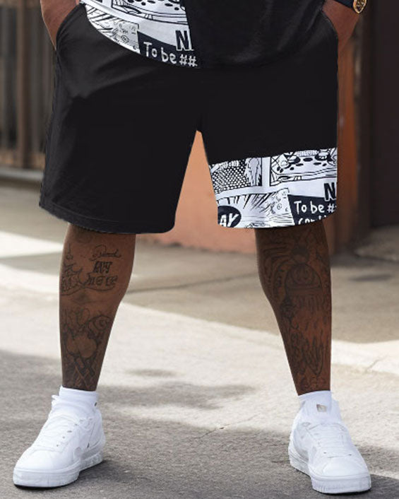Big & Tall Graphic Streetwear T-Shirt Shorts Set for big men view 3