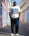 Big & Tall Graphic Streetwear Skull T-Shirt Pants Set for big men view 1