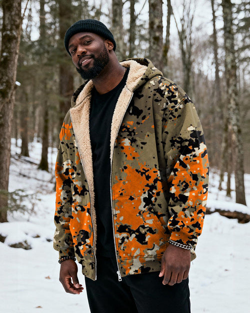 Big & Tall Black Orange Graphic Hoodie for big men view 2