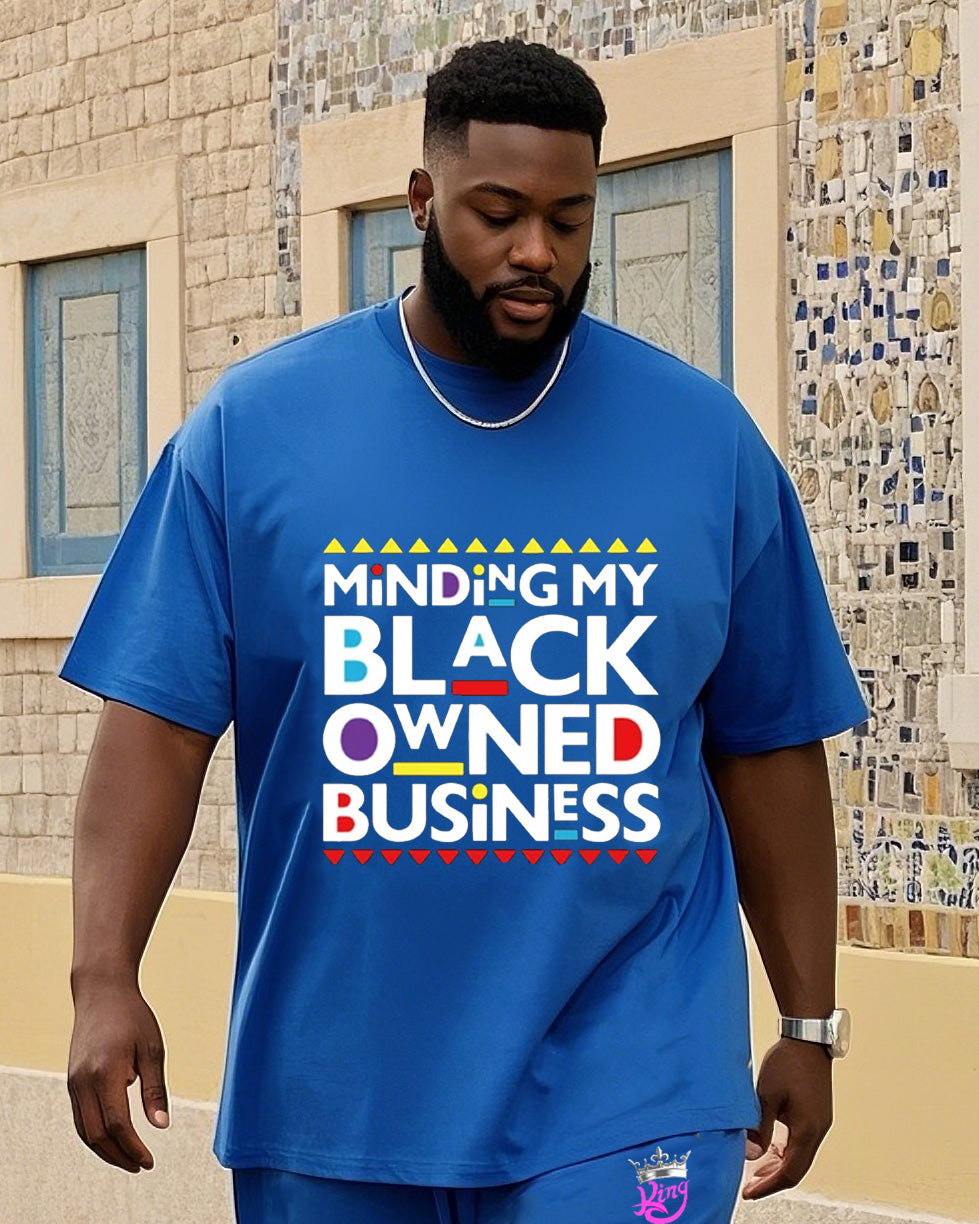 Big & Tall Black Graphic Two-piece Set for big men view 2