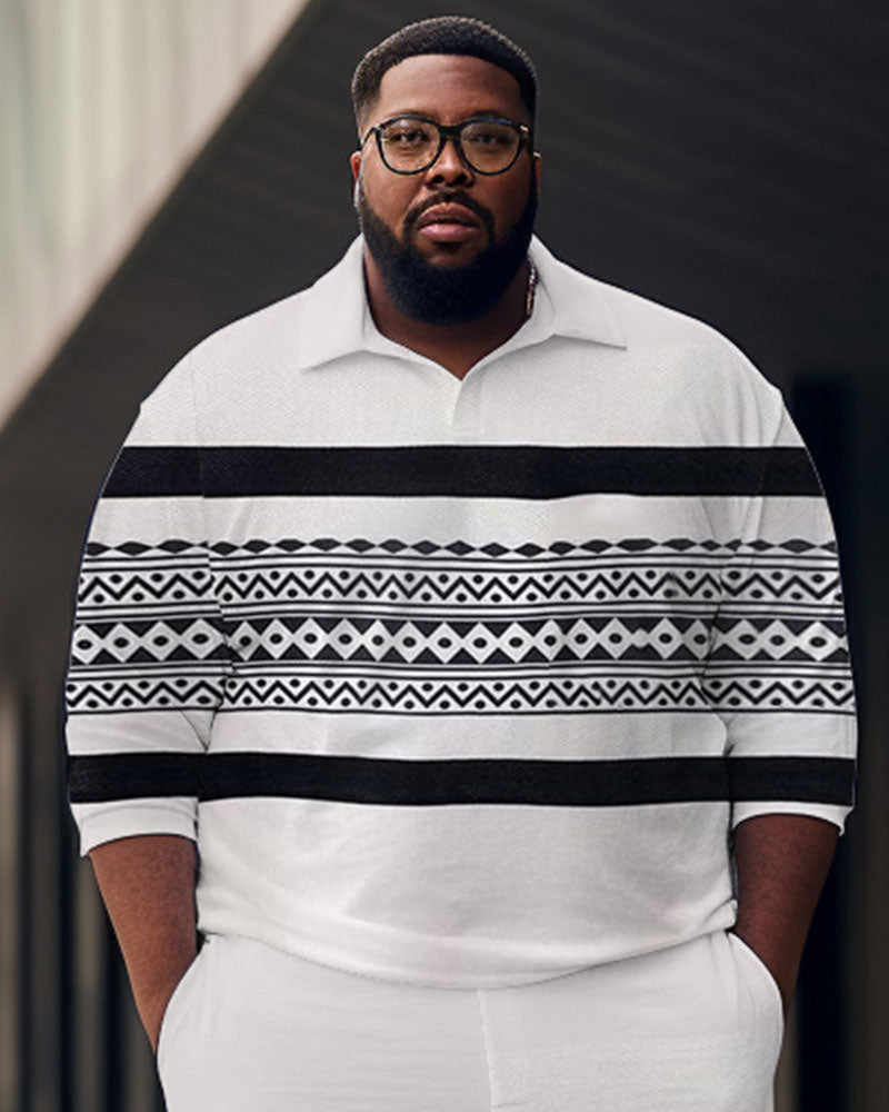 Big & Tall Striped Athletic T-Shirt Pants Set for big men view 2