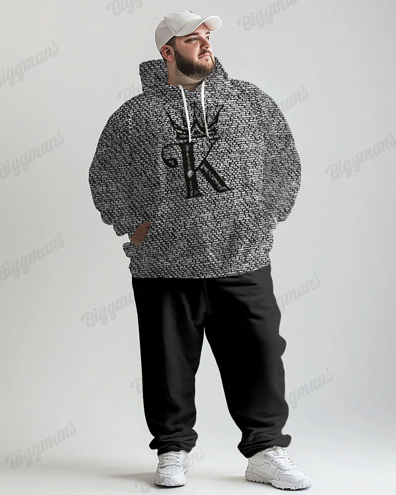 Big & Tall Graphic Hoodie Sweatpants Set for big men view 1