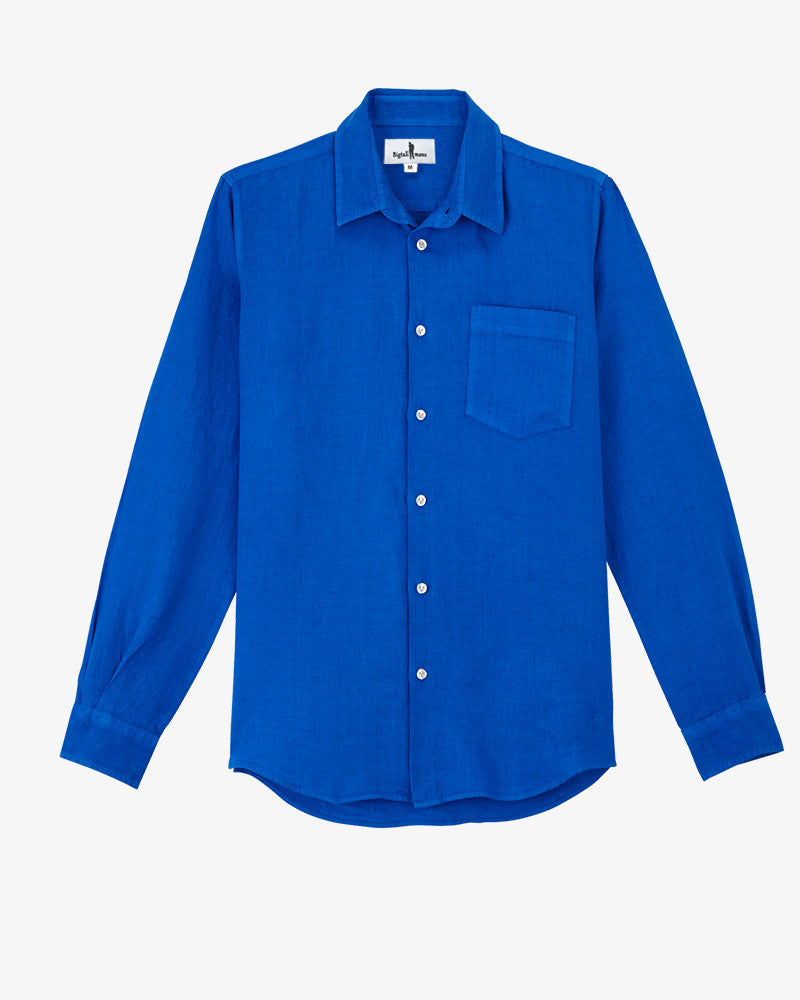 Big & Tall Blue Solid Color Graphic Long Sleeve Shirt for big men view 1