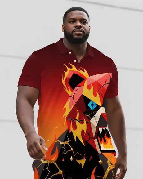 Big & Tall Gradient Polo Shorts Set for big men view 2