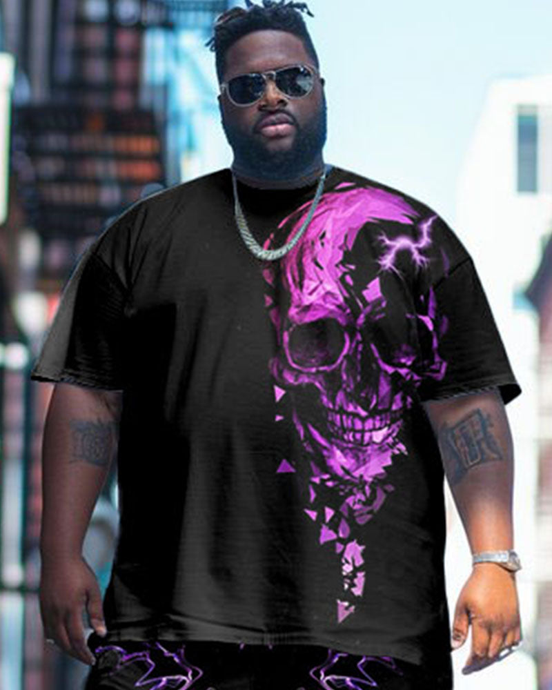 Big & Tall Graphic Streetwear T-Shirt Shorts Set for big men view 2
