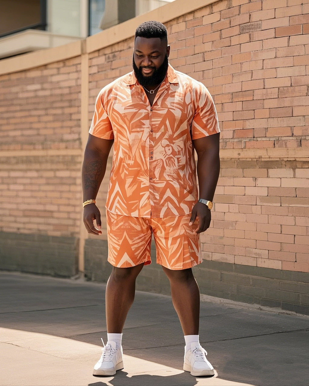 Big & Tall Graphic T-Shirt Shorts Set for big men view 1