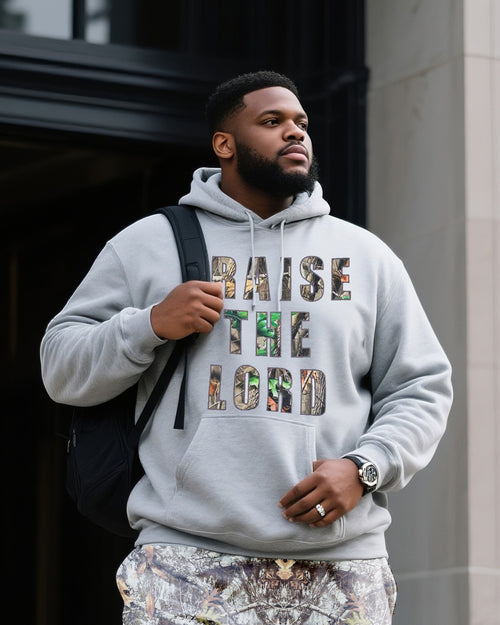 Big & Tall Denim Colorblock Geometric Hoodie for big men view 2