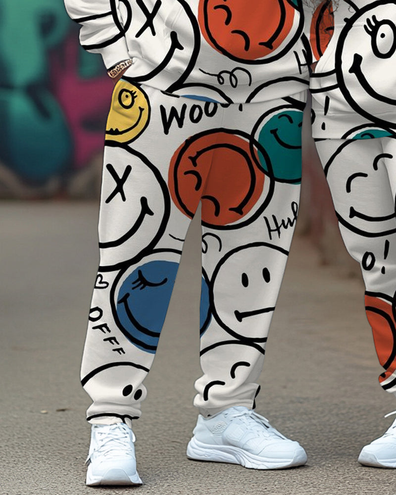Big & Tall Graphic Smiley Hoodie Sweatpants Set for big men view 8