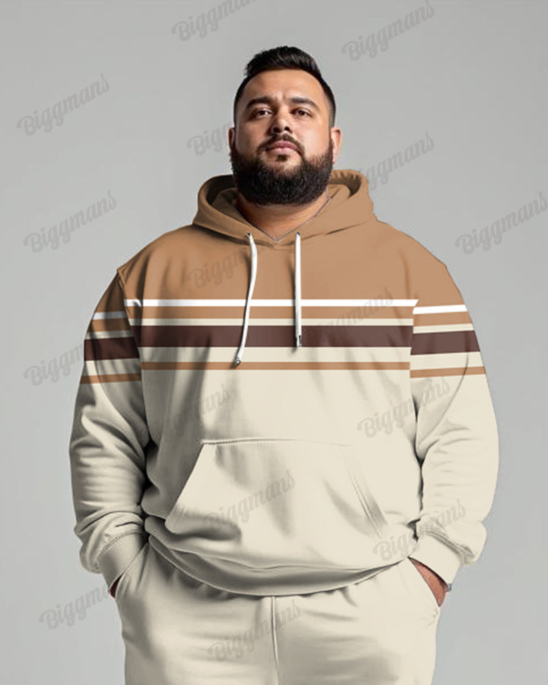 Big & Tall Colorblock Striped Hoodie Sweatpants Set for big men view 2