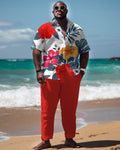 Big & Tall Hawaiian Graphic T-Shirt Pants Set for big men view 1