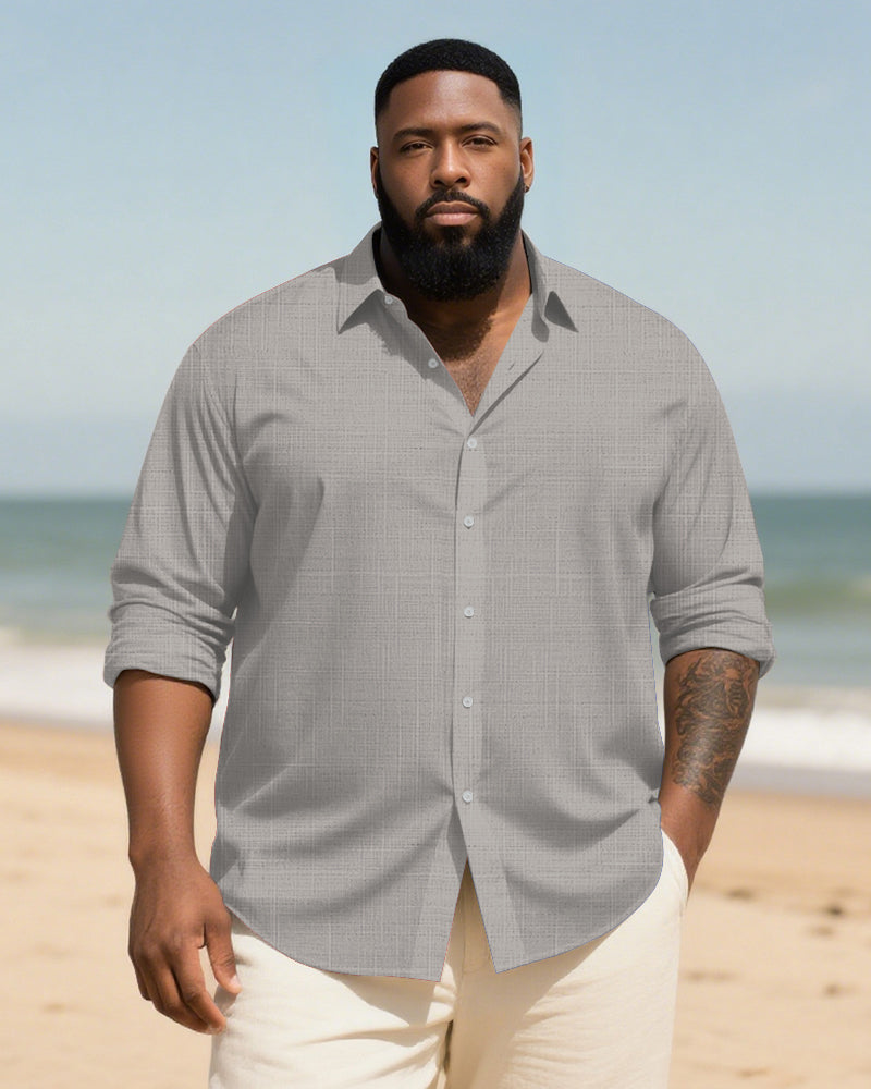 Big & Tall Patchwork Long Sleeve Shirt for big men view 8