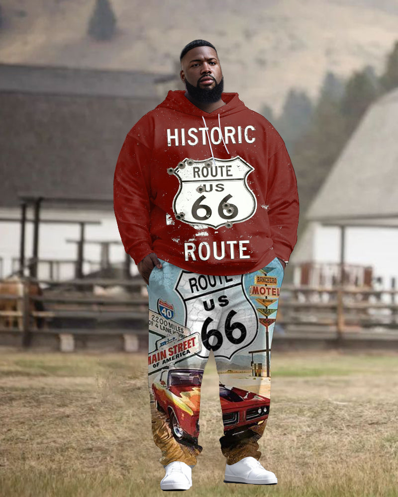 Big & Tall Western Graphic Hoodie Sweatpants Set for big men view 1