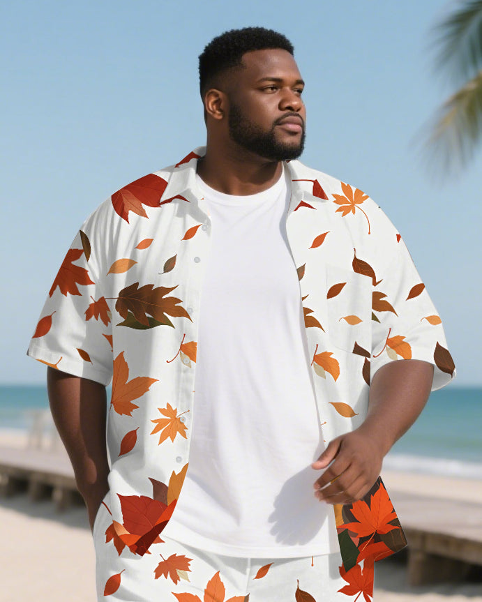 Big & Tall Hawaiian T-Shirt Shorts Set for big men view 2
