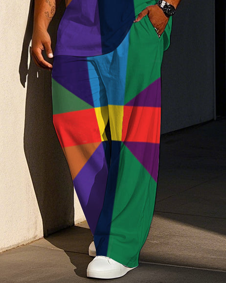 Big & Tall Colorblock Graphic Vest Pants Set for big men view 3