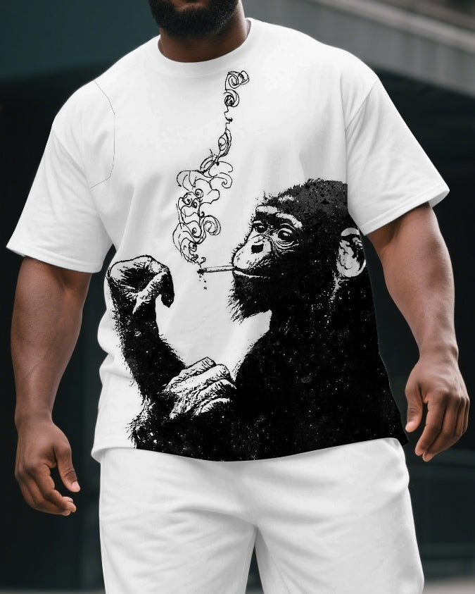 Big & Tall Graphic T-Shirt Shorts Set for big men view 2