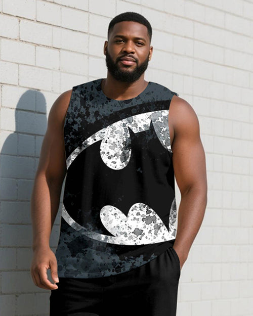Big & Tall Gray Geometric Graphic Vest Pants Set for big men view 2