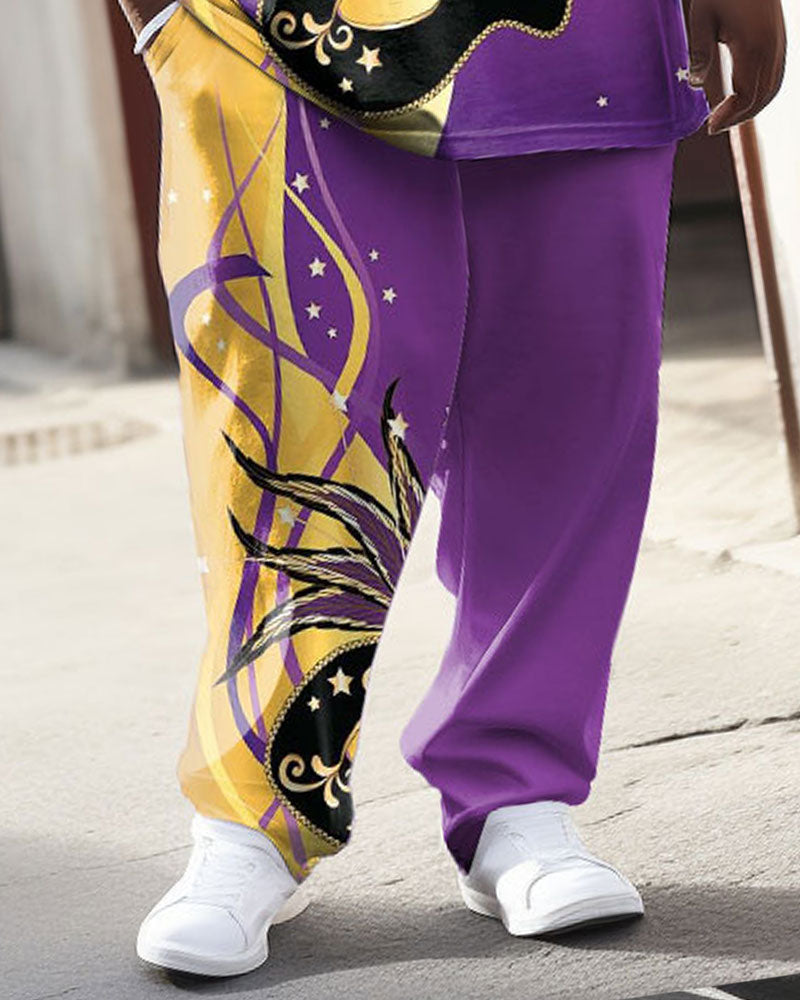 Big & Tall Colorblock Streetwear Two-piece Set for big men view 3