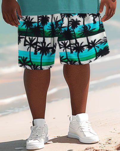 Big & Tall Hawaiian Tropical T-Shirt Shorts Set for big men view 4