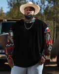 Big & Tall Black Western Colorblock Men's Clothing for big men