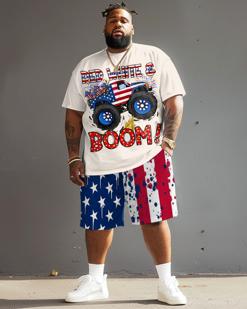 Big & Tall Graphic T-Shirt Shorts Set for big men view 2