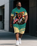 Big & Tall Streetwear Polo Shorts Set for big men view 1