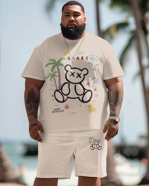 Big & Tall Hawaiian Graphic T-Shirt Shorts Set for big men view 1