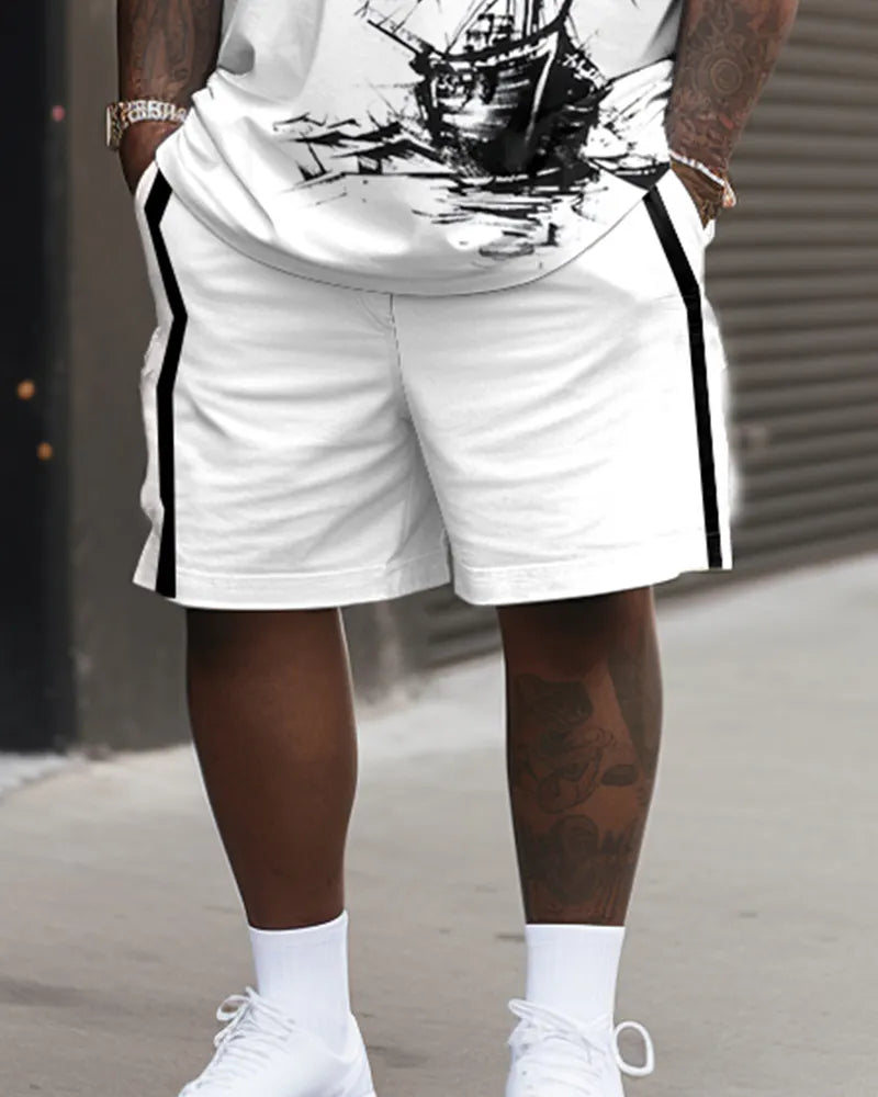 Big & Tall Graphic Splash Ink T-Shirt Shorts Set for big men view 3