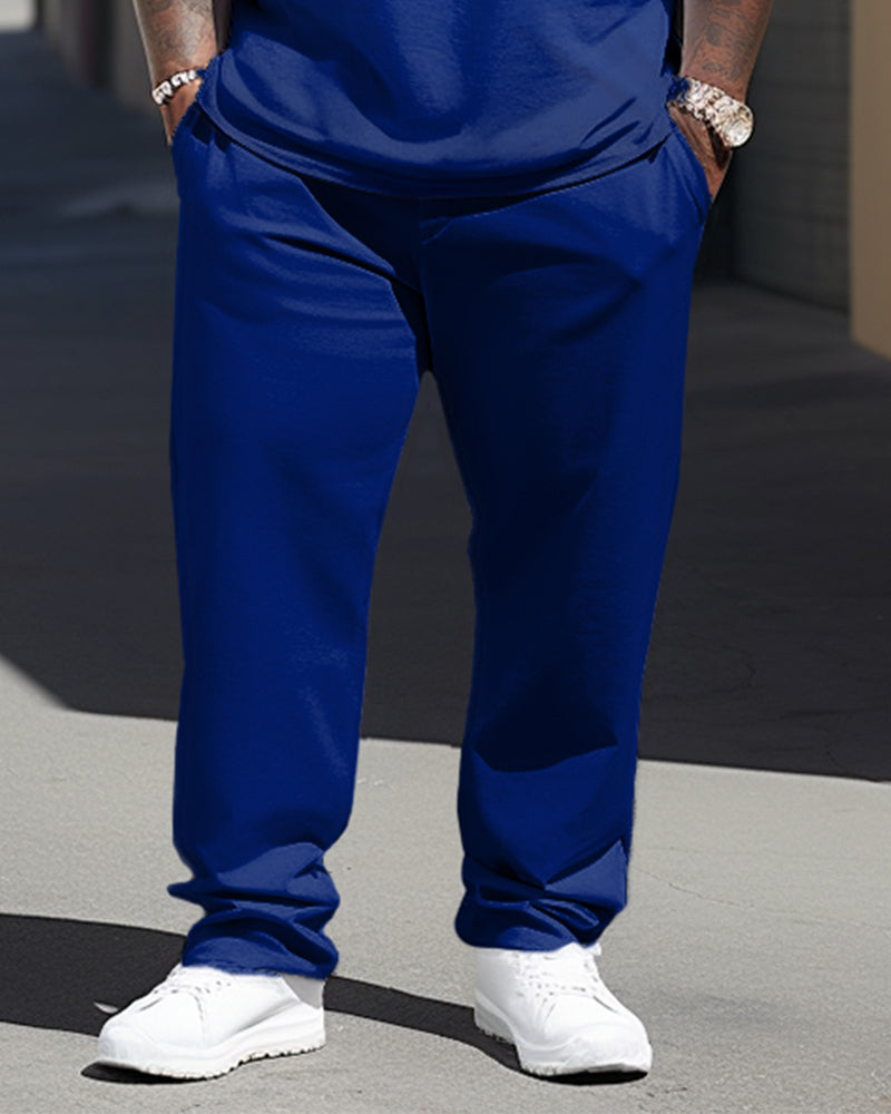 Big & Tall Colorblock Graphic T-Shirt Pants Set for big men view 3