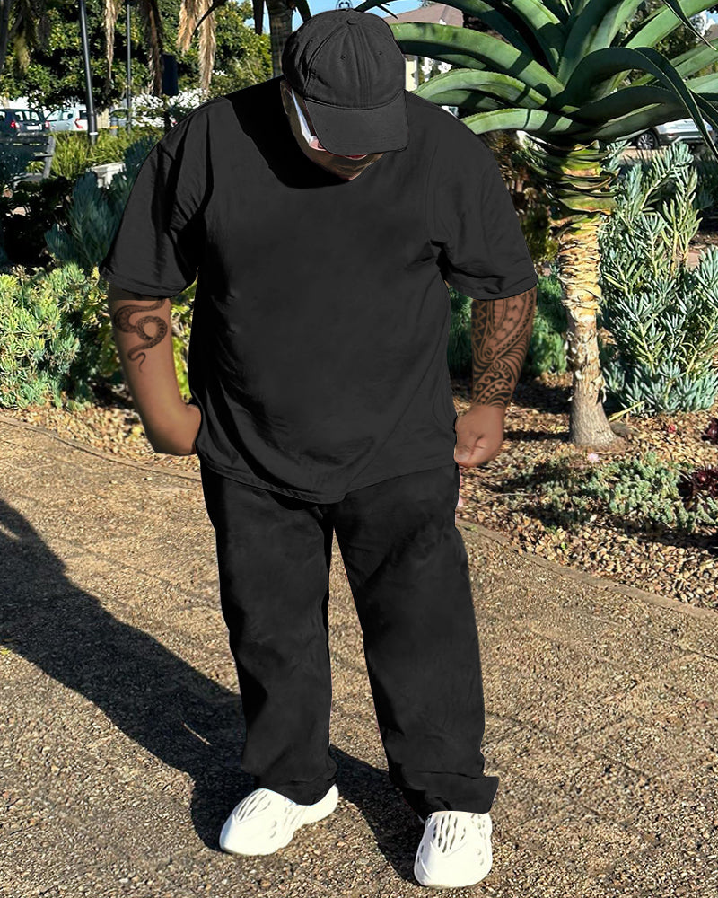 Big & Tall Solid Color Two-piece Set for big men view 3