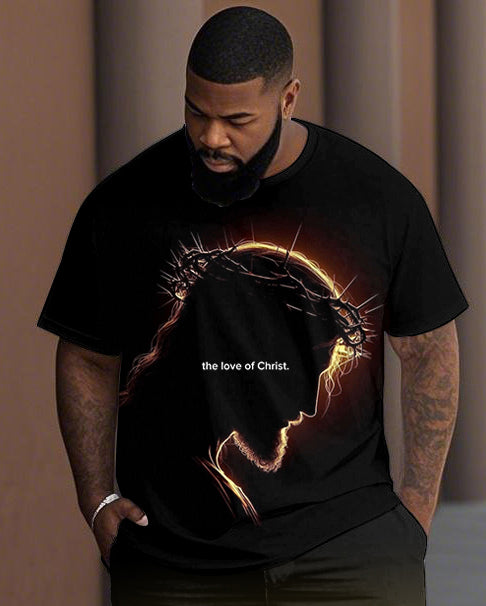 Big & Tall Graphic Streetwear T-Shirt Shorts Set for big men view 2